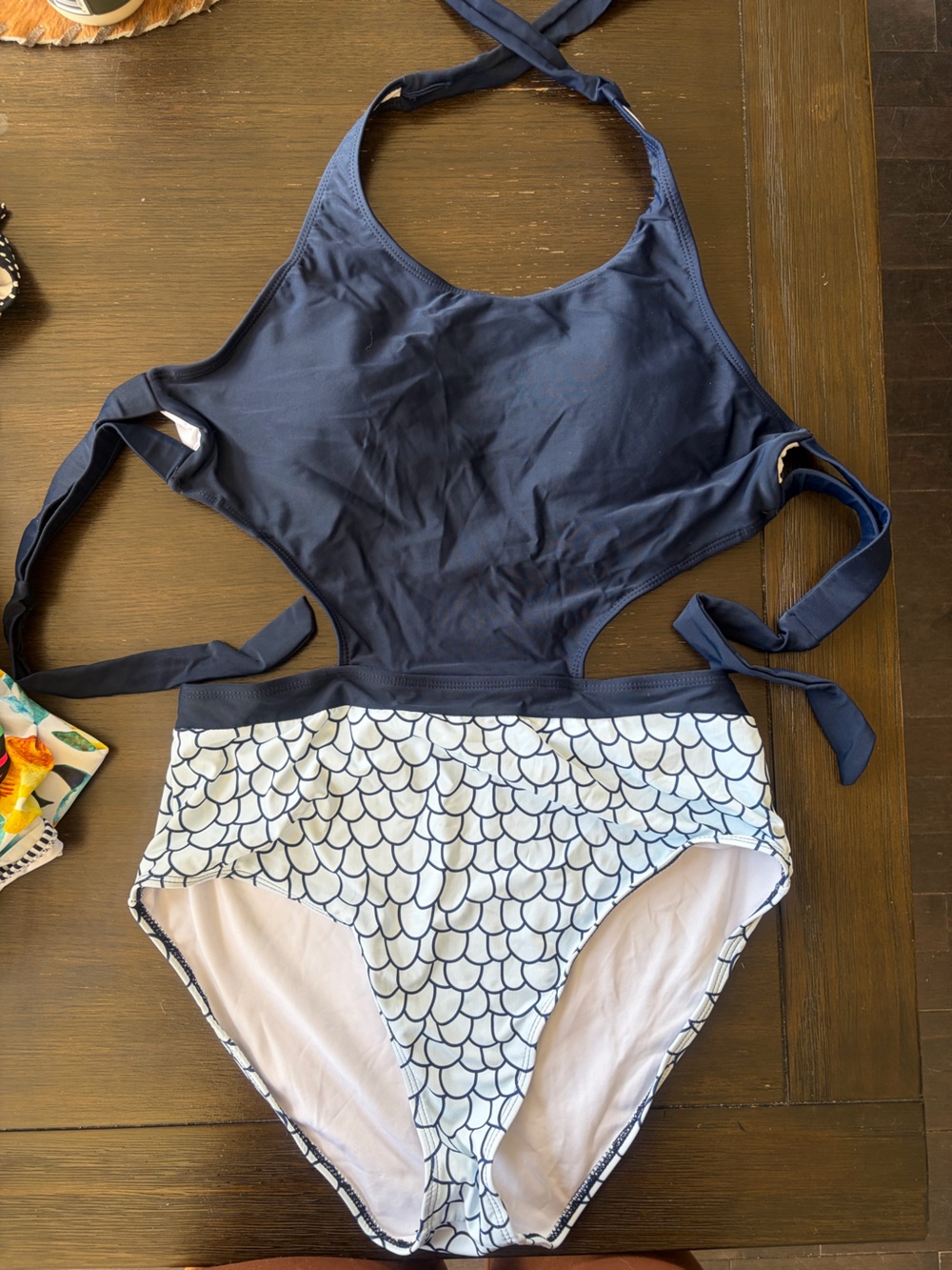 Navy & White Patterned One-Piece Swimsuit